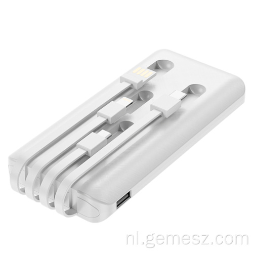 Powerbank snel opladen met vier oplaadkabels